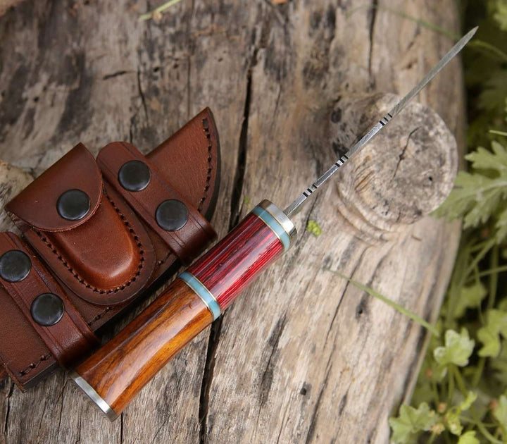 Mirage Hunting Knives – Mirage Damascus Hunting Knife with Rosewood Handle – shokuninusa