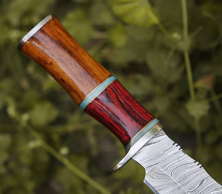 Forged Survival Knives – Mirage Damascus Hunting Knife with Rosewood Handle – shokuninusa