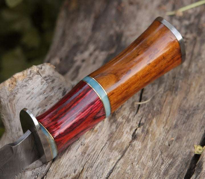 Mirage Bowie Knives - Mirage Damascus Hunting Knife with Rosewood Handle - Shokunin USA