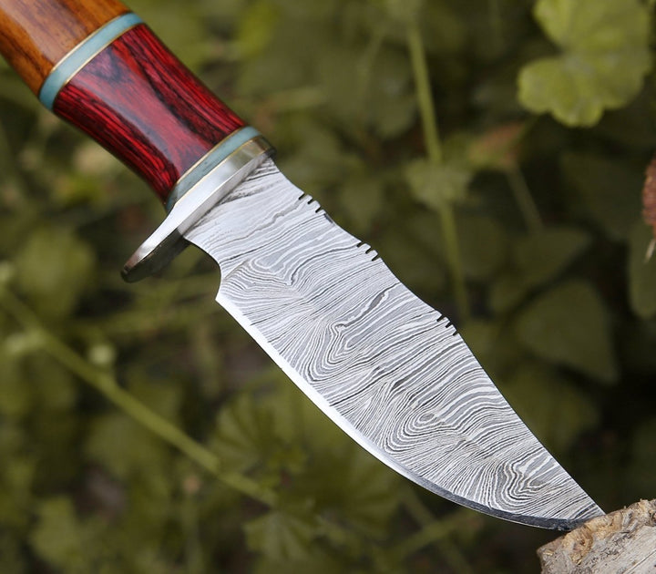 Mirage Bowie Knife - Mirage Damascus Hunting Knife with Rosewood Handle - Shokunin USA