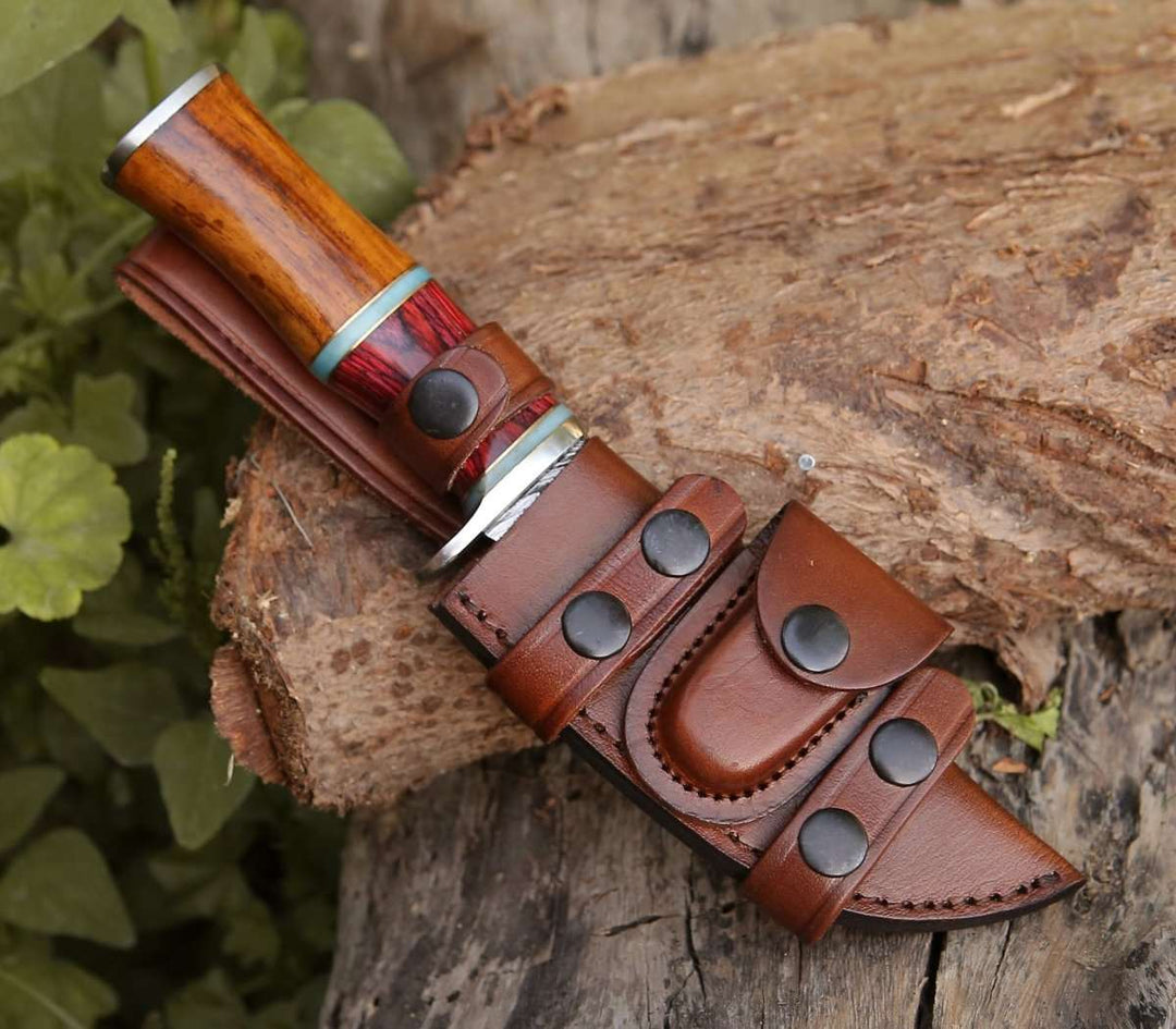 Mirage Survival Knives - Mirage Damascus Hunting Knife with Rosewood Handle - Shokunin USA