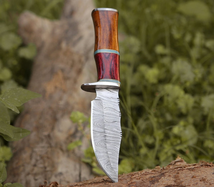 Mirage Hunting Knife - Mirage Damascus Hunting Knife with Rosewood Handle - Shokunin USA