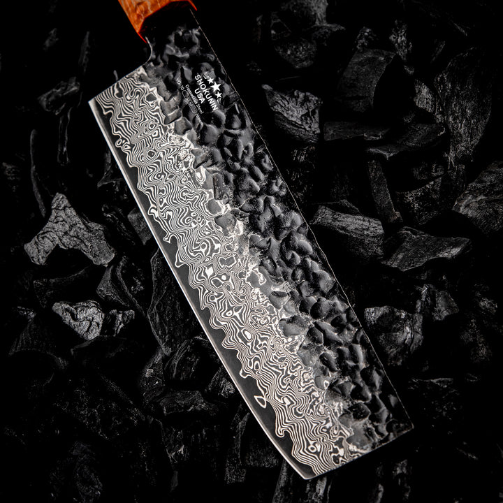 Sterling VG10 Damascus Nakiri Knife with Exotic Ebony Wood Composite Handle