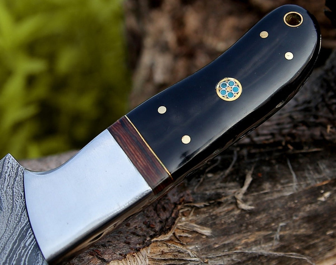 Nimbus Hunting Knives - Nimbus Damascus Hutning Knife with Horn &amp; Rose Wood Handle - Shokunin USA