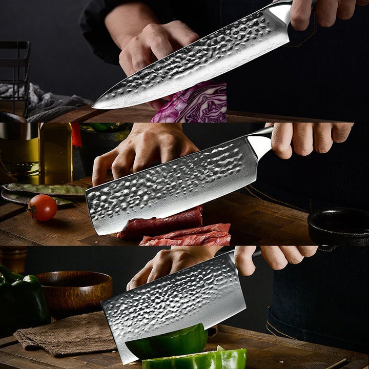 Damascus Japanese Knife – Noir Professional Chef Knife Set with G10 Handle – shokuninusa