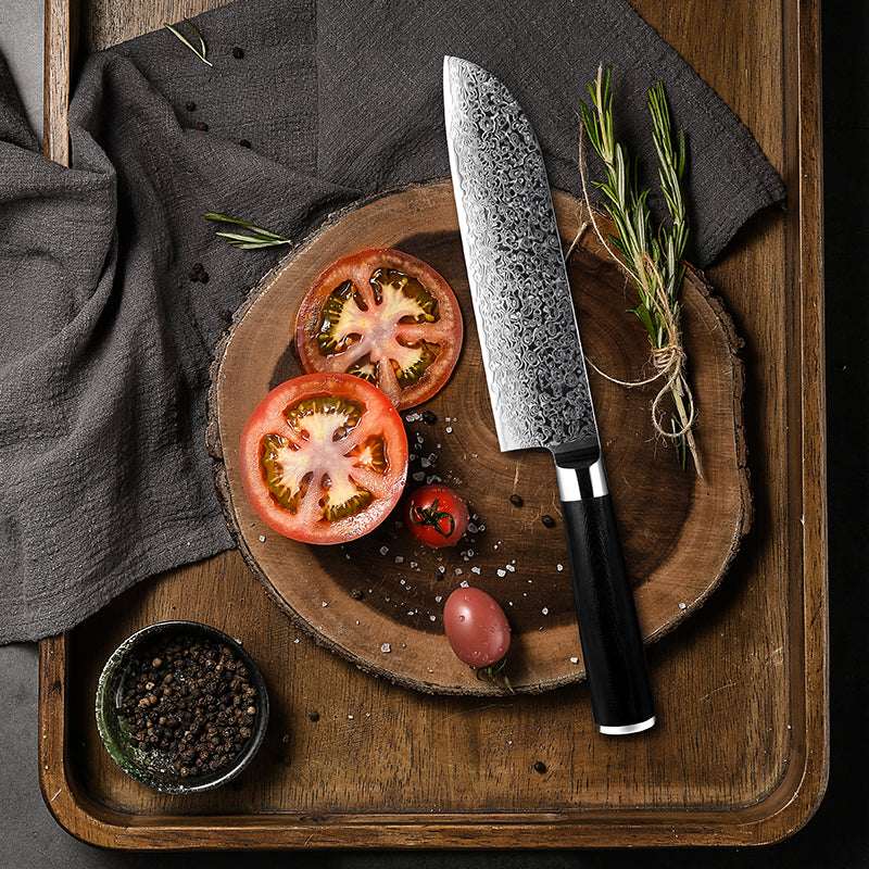 Noir Knife – Noir Knife Set 7 Piece VG10 Stainless Damascus Steel with Black G10 Handle – shokuninusa