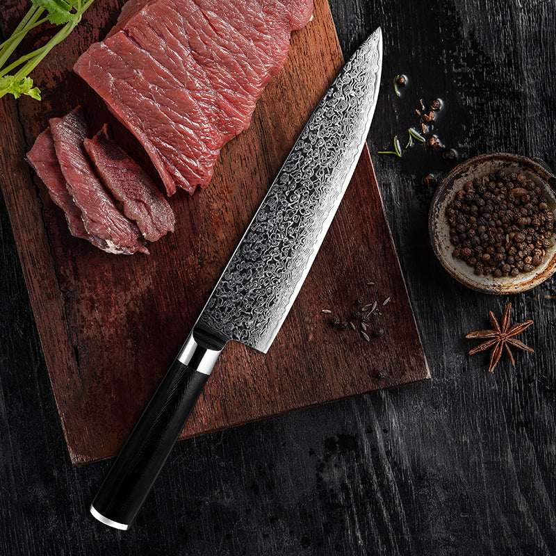 Noir Knife Set – Noir Knife Set 7 Piece VG10 Stainless Damascus Steel with Black G10 Handle – shokuninusa