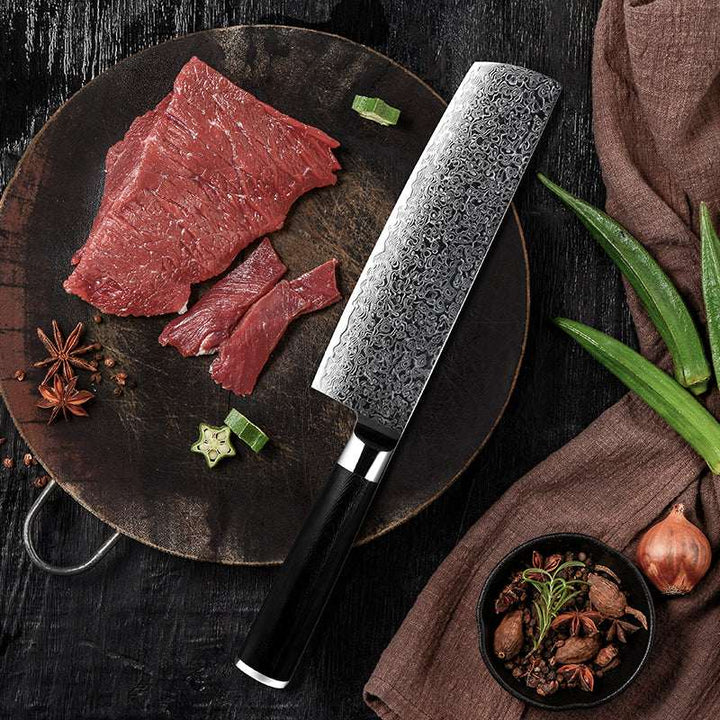 Noir Knife Sets – Noir Knife Set 7 Piece VG10 Stainless Damascus Steel with Black G10 Handle – shokuninusa