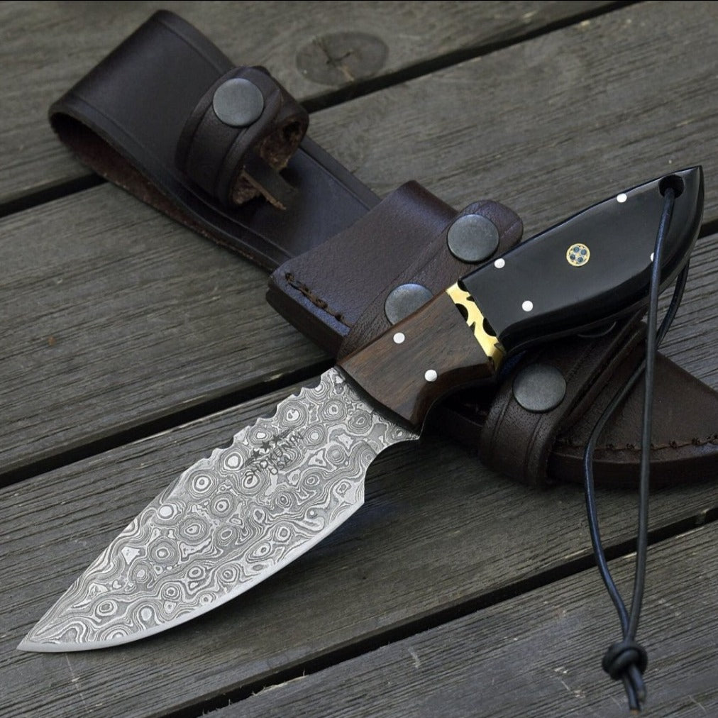 handcrafted skinning knives for everyday use - Oathkeeper Deer Skinning Knife with Horn &amp; Rosewood Handle - Shokunin USA