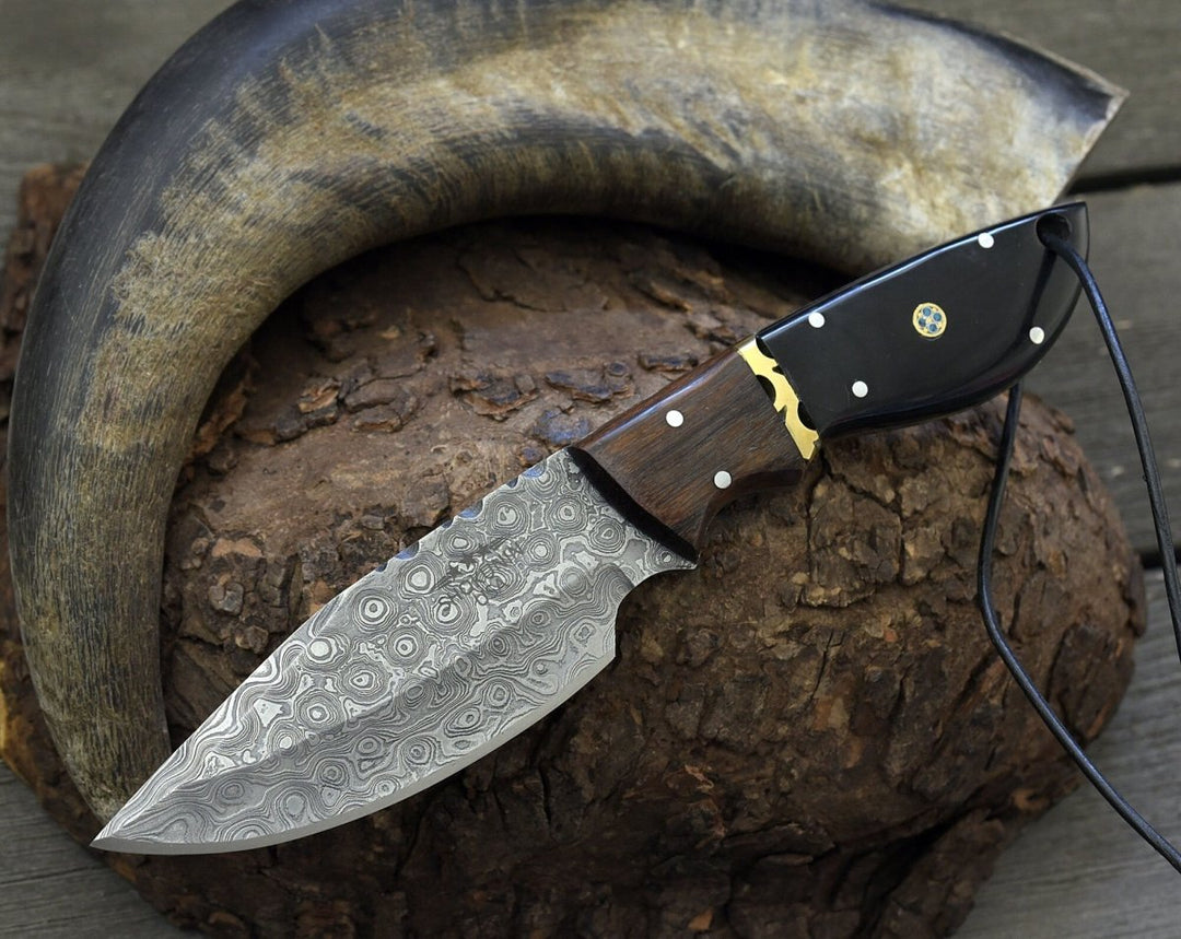 artisan skinning knives with traditional design - Oathkeeper Deer Skinning Knife with Horn &amp; Rosewood Handle - Shokunin USA