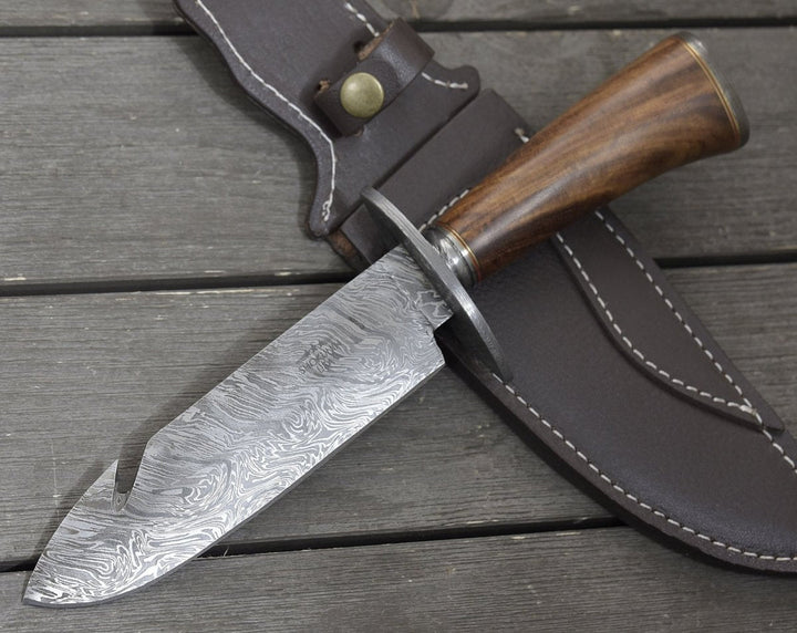 Oblivion Knives - Oblivion Damascus Bowie Knife with Exotic Rosewood Handle - Shokunin USA