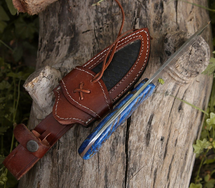 Odin Skinning Knife – Odin Damascus Steel Knife with Pine Cone Handle – shokuninusa