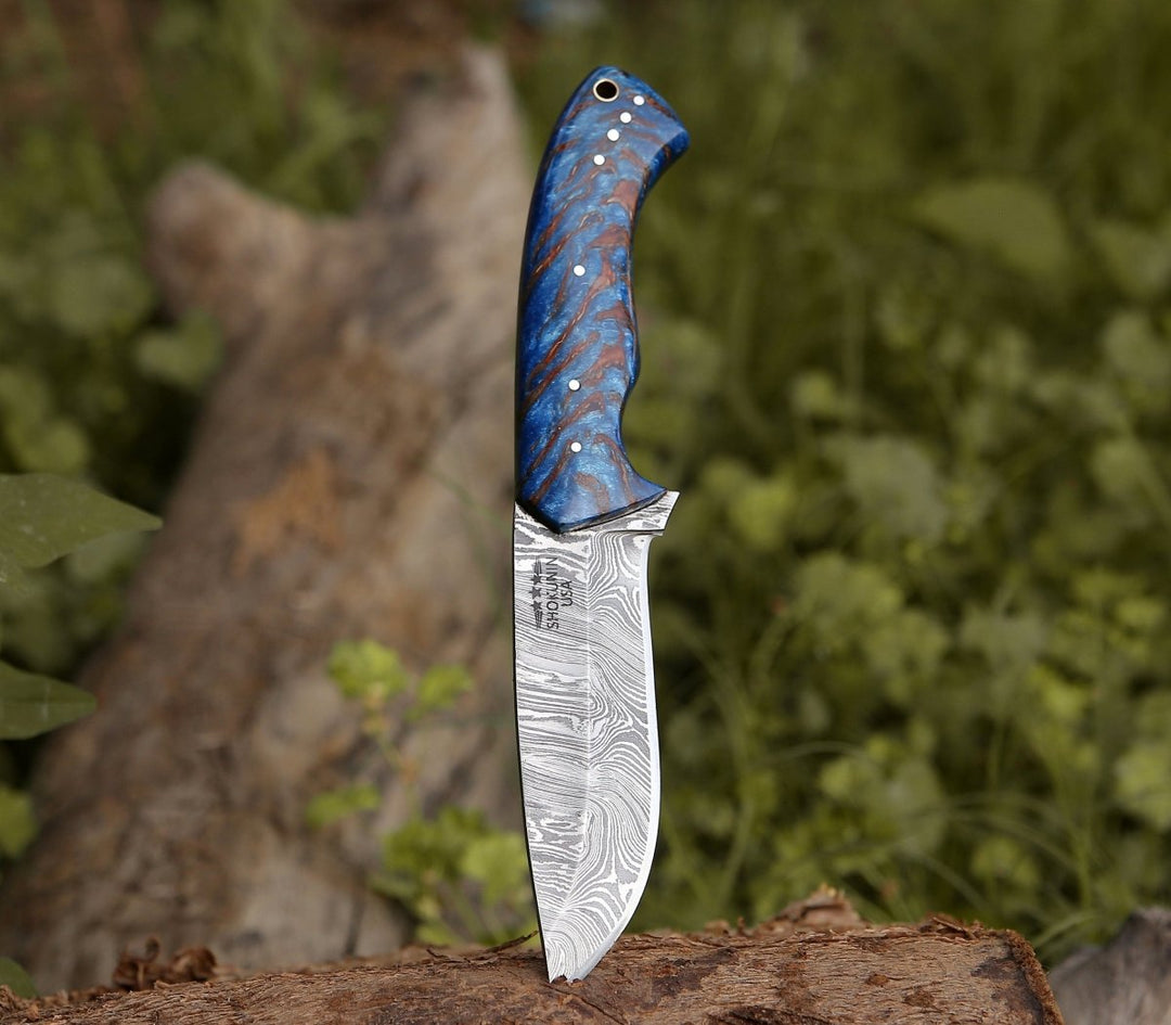 Odin Knife – Odin Damascus Steel Knife with Pine Cone Handle – shokuninusa