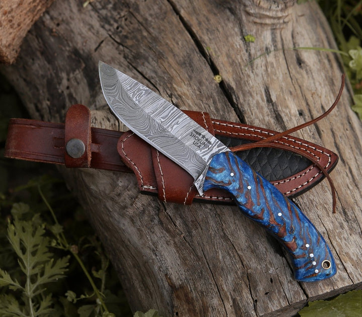 Odin Hunting Knives – Odin Damascus Steel Knife with Pine Cone Handle – shokuninusa