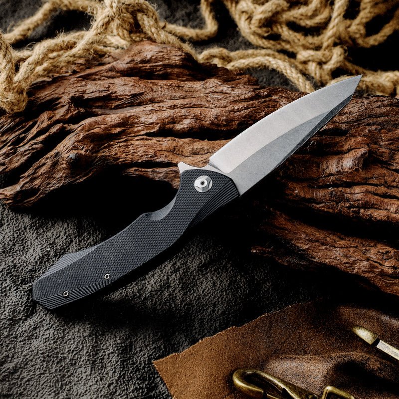 Engraved Skinning Knives – Omen Folding Knife with G10 Handle – shokuninusa