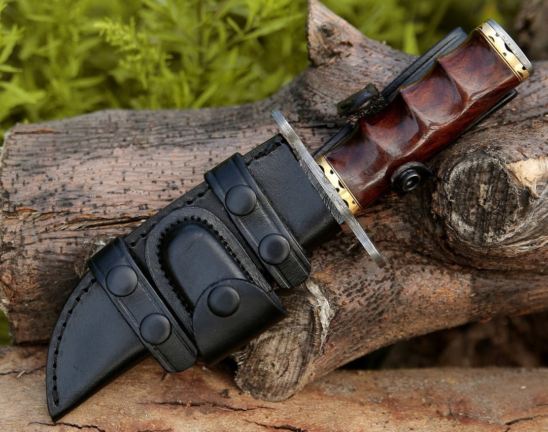 Paragon Knives – Paragon Damascus Bowie Knife with Exotic Rosewood Handle – shokuninusa