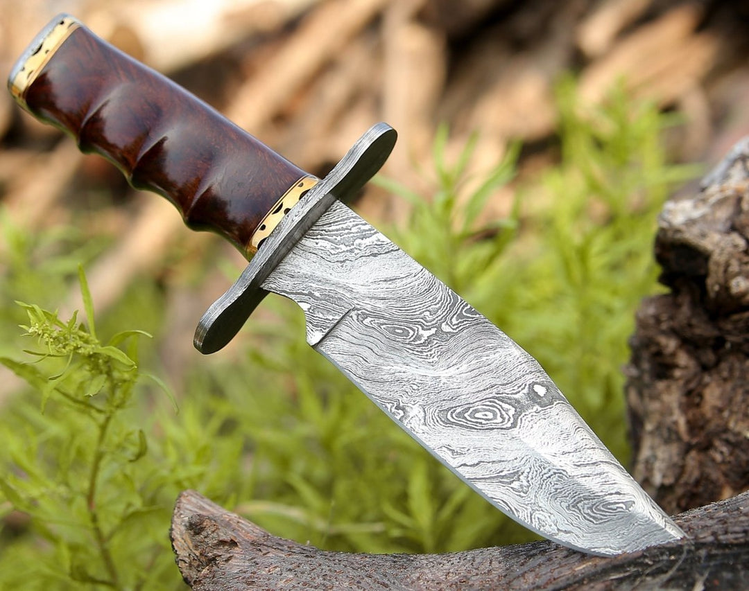 Paragon Bowie Knife – Paragon Damascus Bowie Knife with Exotic Rosewood Handle – shokuninusa