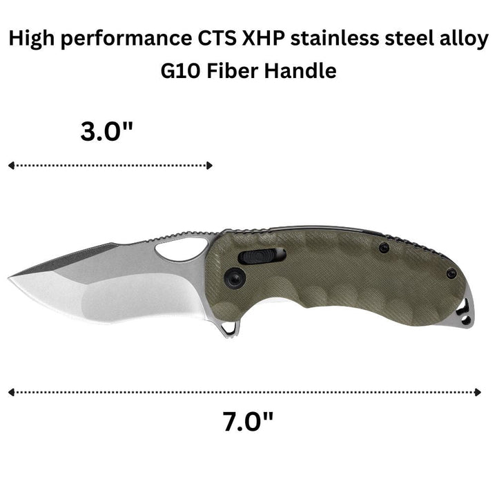 Pocket Knife - Navigator CTS XHP High Performance Stainless Tool Steel Pocket Knife with Clip &amp; G10 Fiber Handle - Shokunin USA