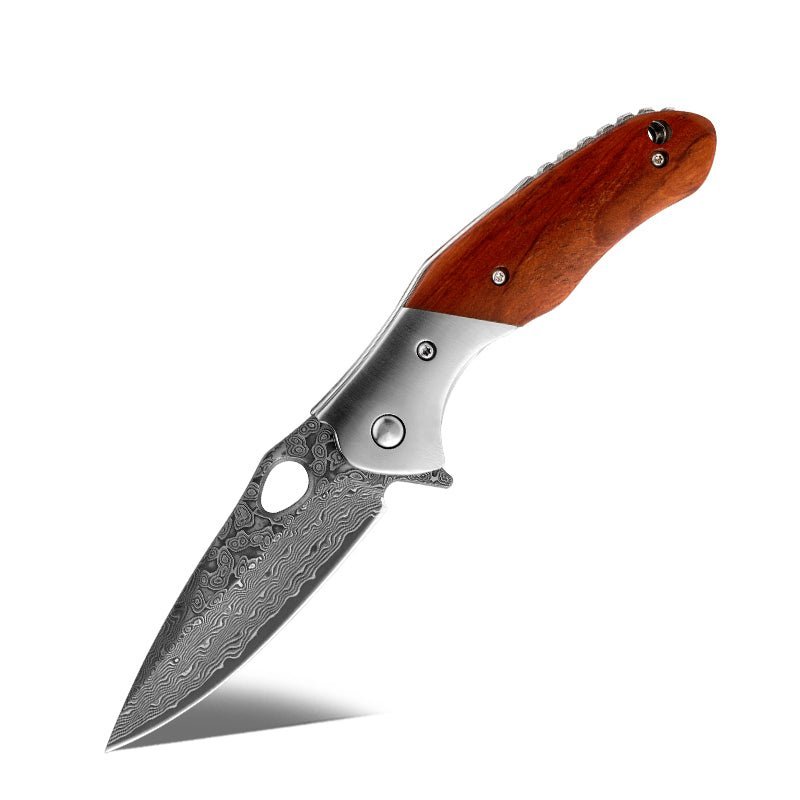 Polar Japanese VG10 Damascus Pocket Knife with Exotic Sandal Wood Handle - Shokunin USA
