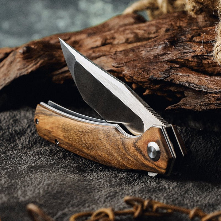 Polaris D2 Knives - Polaris D2 Steel Pocket Knife with Exotic Sandal Wood Handle - Shokunin USA