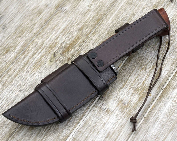 Polaris Knife - Polaris Damascus Hunting Knife with Exotic Red Heart Wood Handle - Shokunin USA