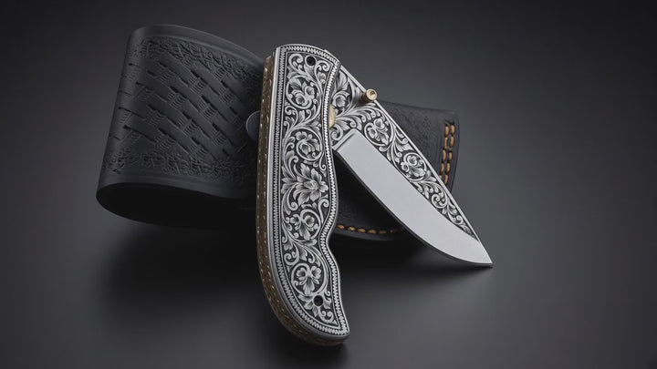 Quicksilver-Jagdmesser mit Griff aus exotischem Palisander