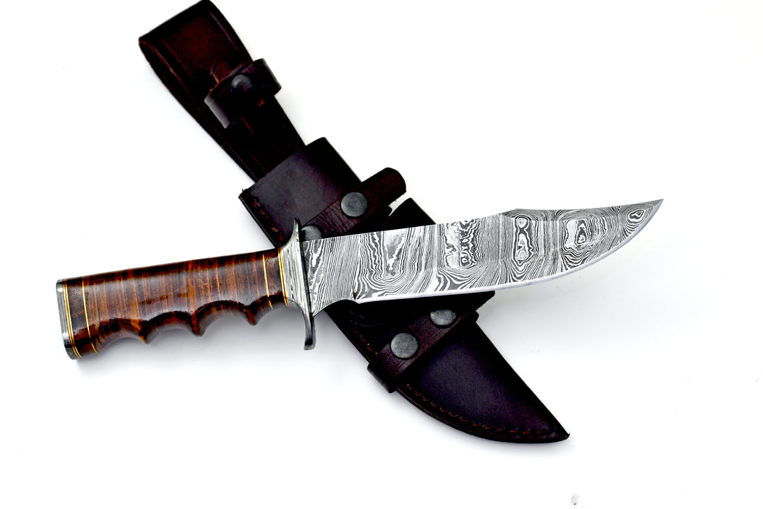 Flux Bowie Knife with Stacked Leather Handle