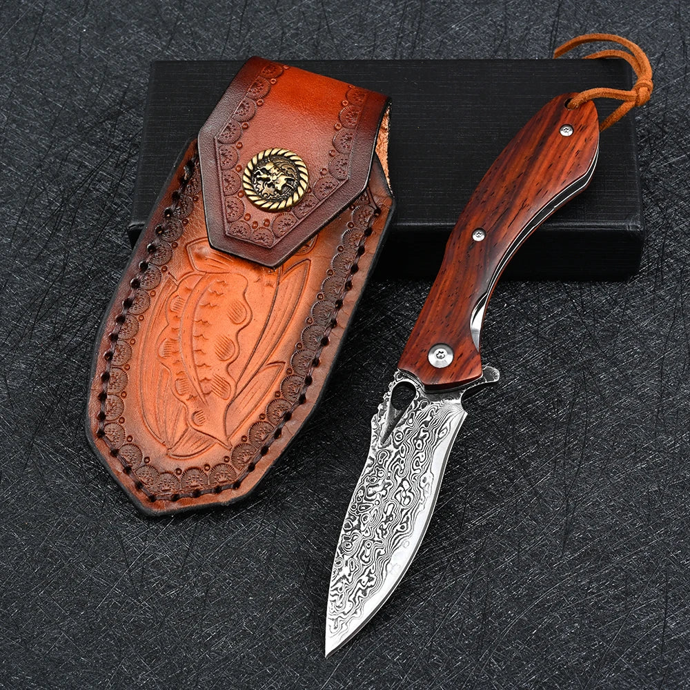 Handmade Damascus Pocket knife Pink