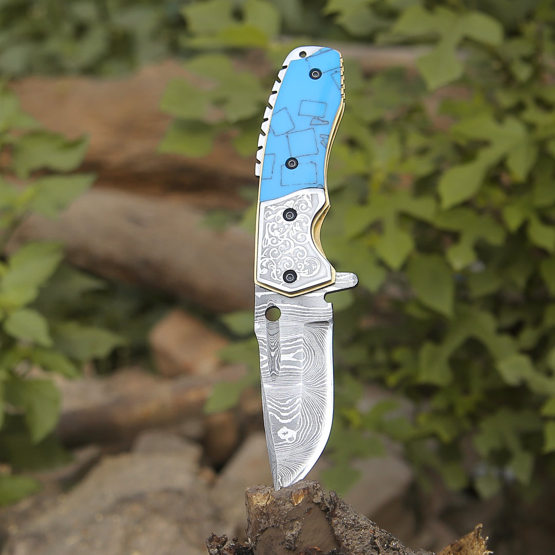 Damascus Folding Knife