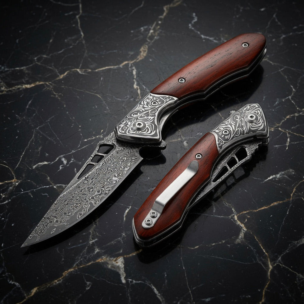 Damascus Pocket knife - Shokunin USA