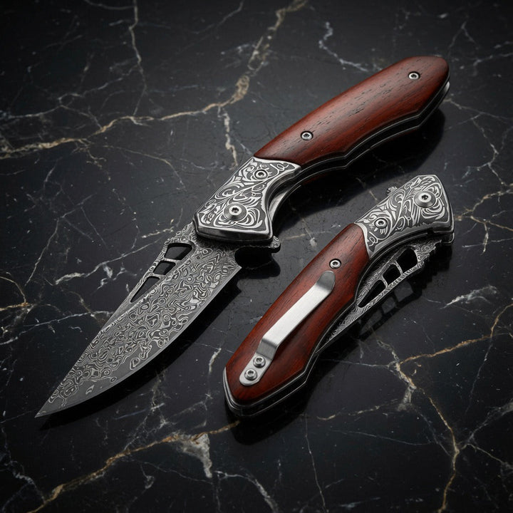 Damascus Pocket knife - Shokunin USA
