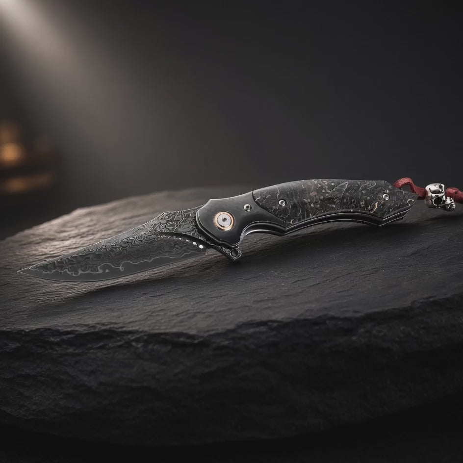 Venomtip Damast-Militärmesser mit Palisandergriff