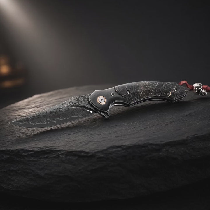 Venomtip Damast-Militärmesser mit Palisandergriff