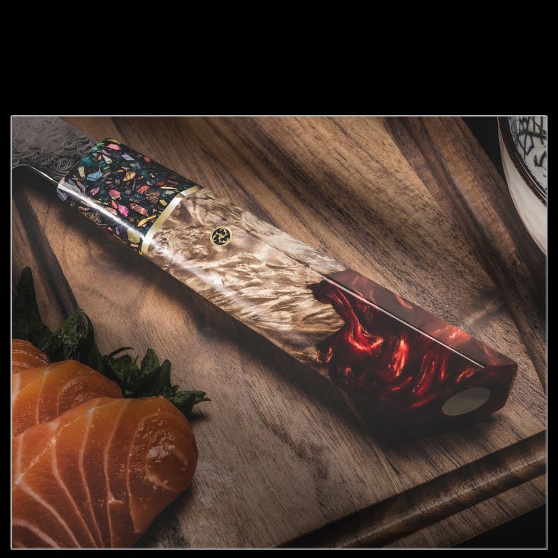 VG10 Bunka Knives – Pristine VG10 Chef Knife 10.5" with Exotic Olive Wood &amp; Resin Handle – shokuninusa