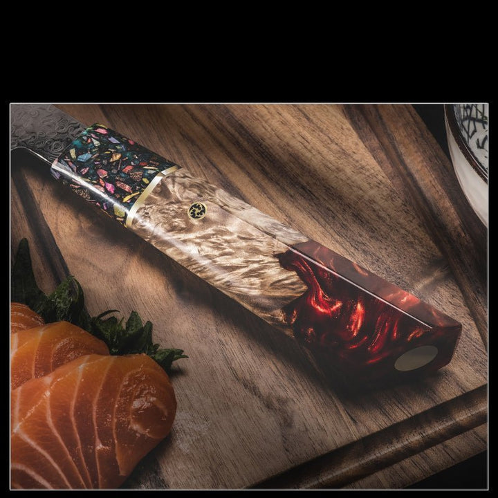 VG10 Bunka Knives – Pristine VG10 Chef Knife 10.5" with Exotic Olive Wood &amp; Resin Handle – shokuninusa
