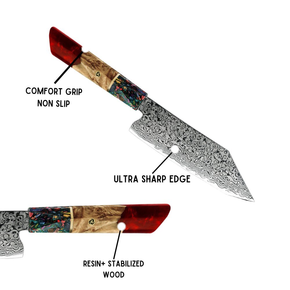 VG10 Personalized Knives – Pristine VG10 Chef Knife 10.5" with Exotic Olive Wood &amp; Resin Handle – shokuninusa