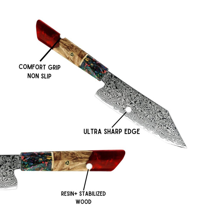 VG10 Personalized Knives – Pristine VG10 Chef Knife 10.5" with Exotic Olive Wood &amp; Resin Handle – shokuninusa