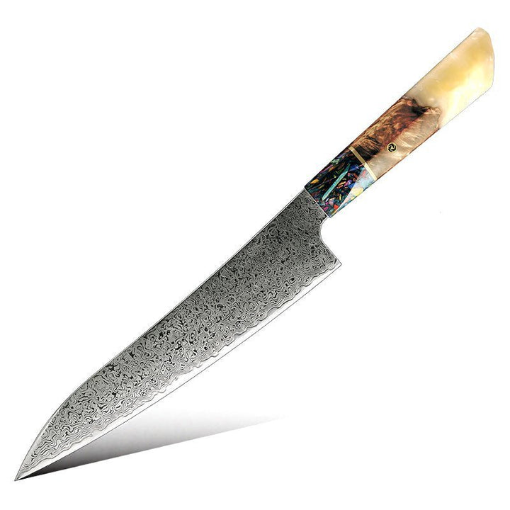 VG10 Damascus Knives – Pristine Japanese VG10 Damascus Chef Knife with Olive Burl Wood Handle – shokuninusa