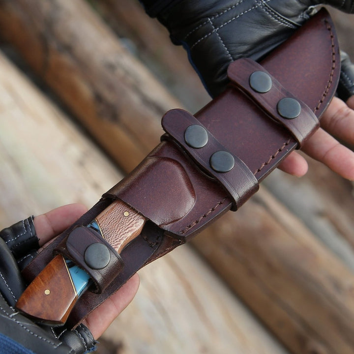 Python Gut Hooks – Python Damascus Gut Hook Knife with Exotic Leopard Wood &amp; Turquoise Handle – shokuninusa