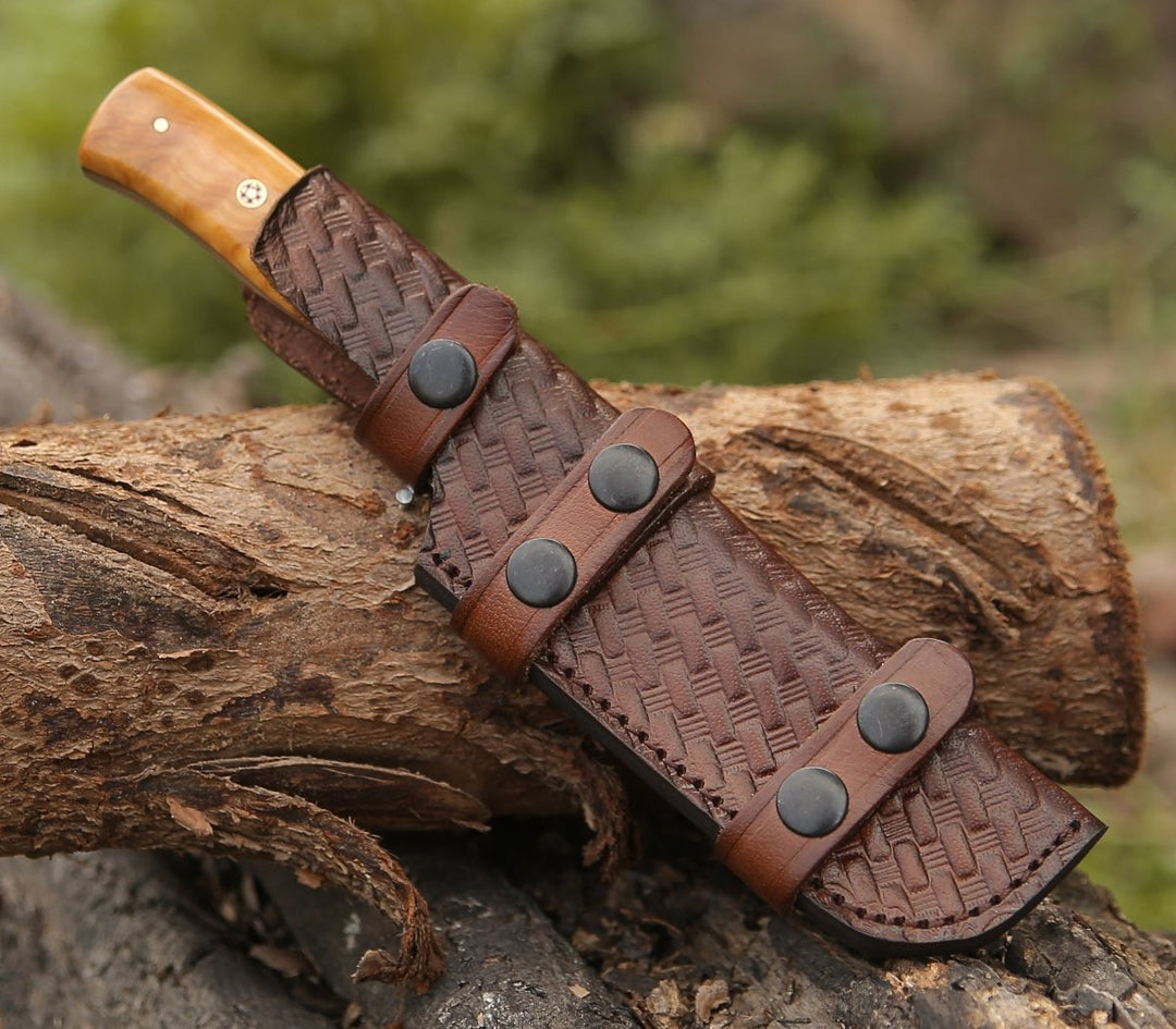 Camp Knife Custom - Quantum Camp Knife with Olive Wood Handle - Shokunin USA