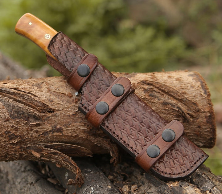 Camp Knife Custom - Quantum Camp Knife with Olive Wood Handle - Shokunin USA