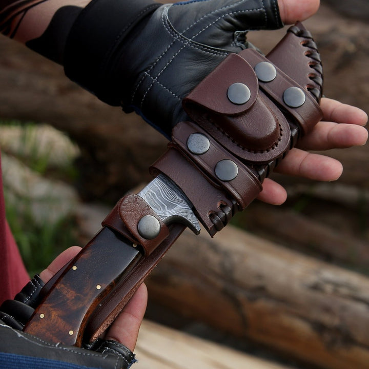 Radiant Survival Knives – Radiant Damascus Hunting Knife with Rosewood Handle – shokuninusa
