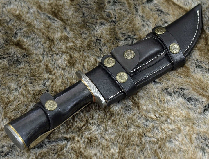 Bowie Damascus – Raptor Damascus Steel Bowie Knife with Bone Handle – shokuninusa