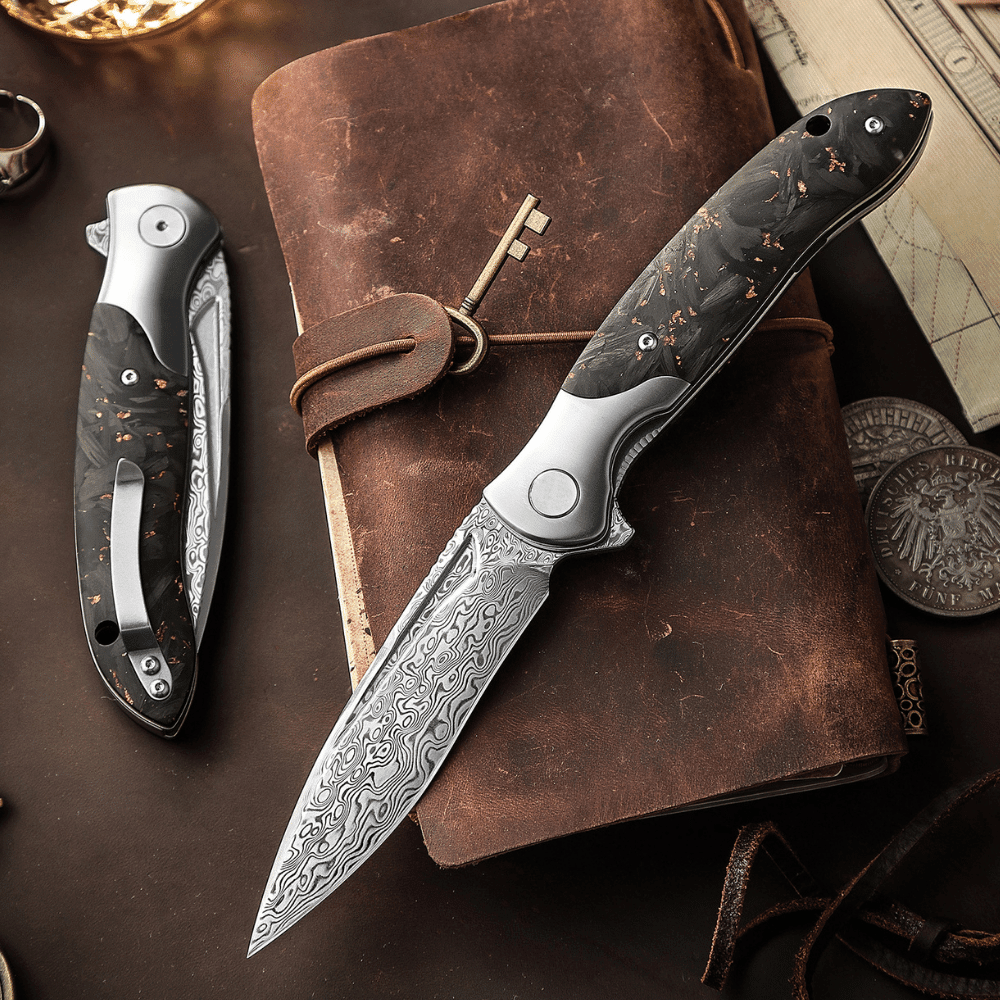 Raven Pocket Knife – Raven Japanese VG10 Ultralight Folding Pocket Knife with Titanium &amp; Carbon Fiber Handle – shokuninusa