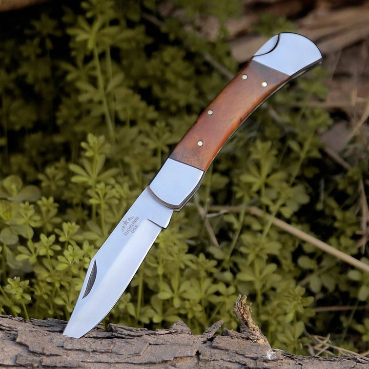 Raze Pocket Knife – Raze Pocket Knife Engraved with Exotic Rose Wood Handle – shokuninusa
