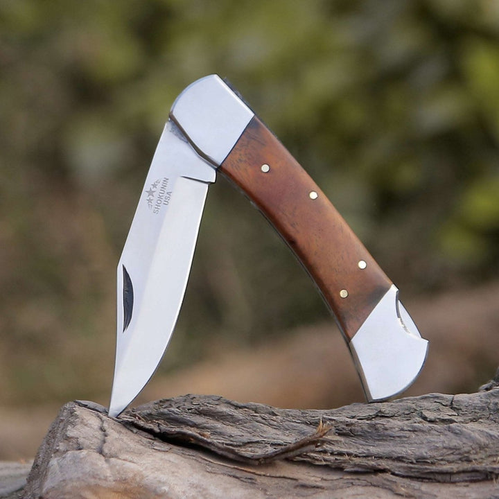 Pocket Knives Raze – Raze Pocket Knife Engraved with Exotic Rose Wood Handle – shokuninusa