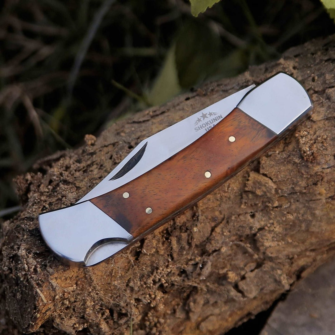 Raze Handmade Knife – Raze Pocket Knife Engraved with Exotic Rose Wood Handle – shokuninusa