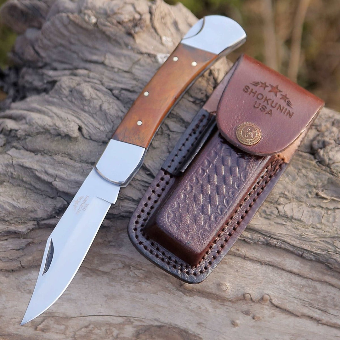 Raze Knives – Raze Pocket Knife Engraved with Exotic Rose Wood Handle – shokuninusa