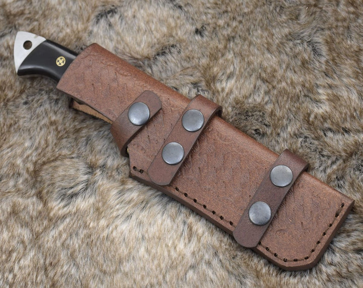 Reaver Damascus Knife – Reaver Drop Point Hunting Knife with Ram Horn &amp; Turquoise Handle – shokuninusa