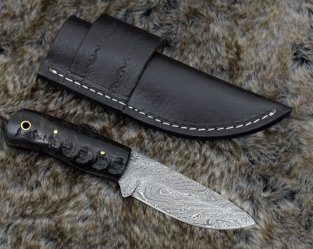 Quality Skinning Knives – Resonance Every Day Carry Fixed Blade Knife with Ram Horn Handle – shokuninusa